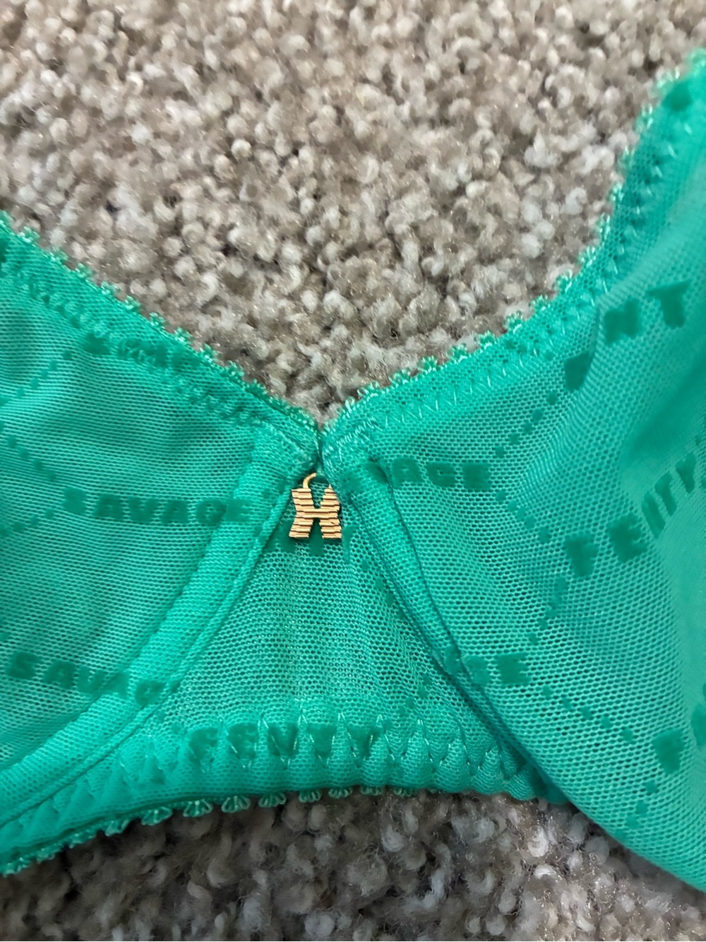 Savage X Fenty Teal Lace Logo Bra